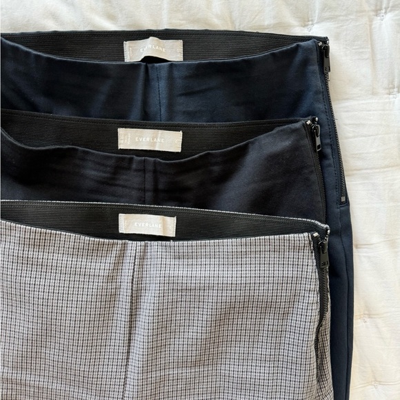 Everlane 0 Bundle 3 Side Zip Stretch Cotton Pants Navy Black Gray Houndstooth - Picture 9 of 11